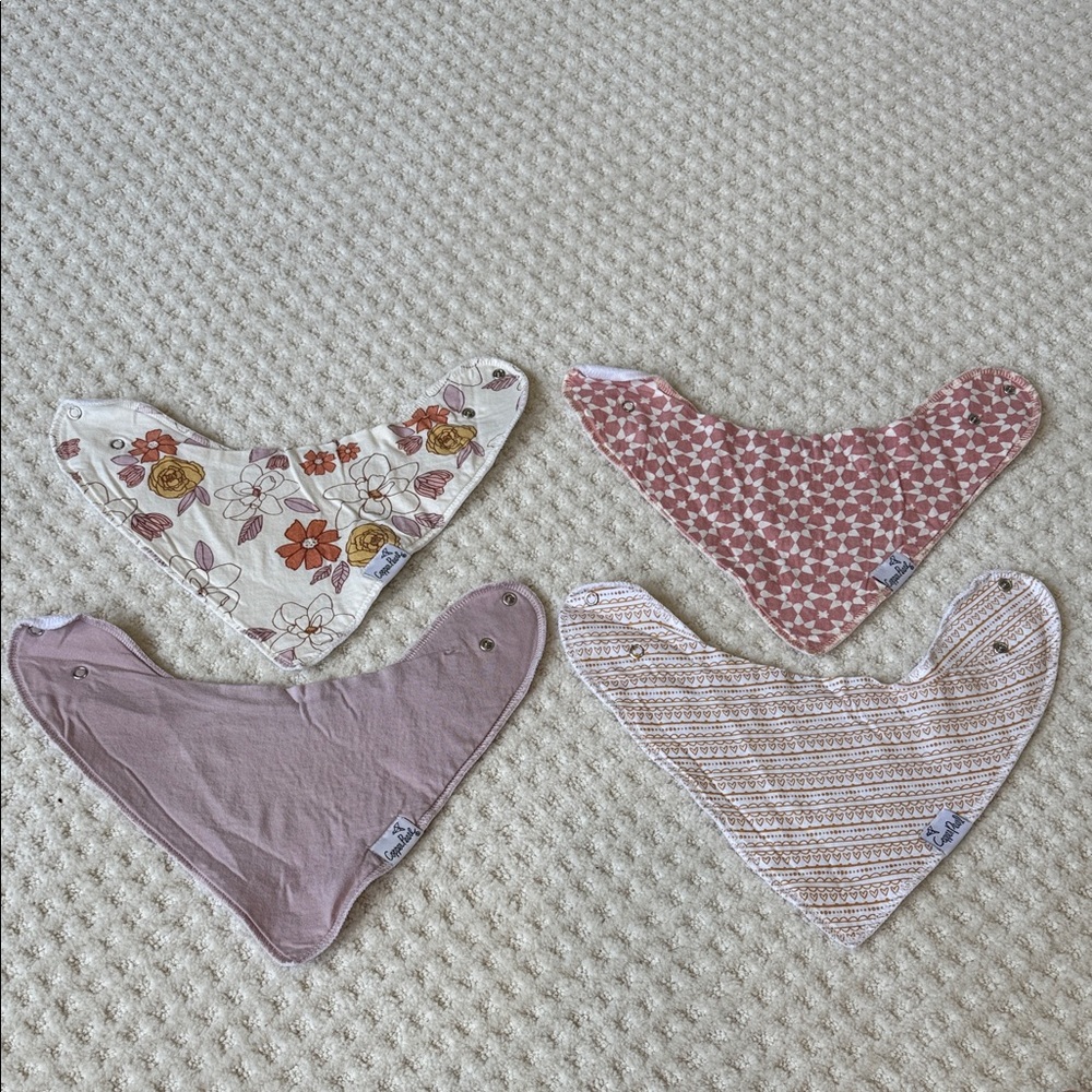 Copper Pearl Cloth Baby Bandana Bibs. Set of 4